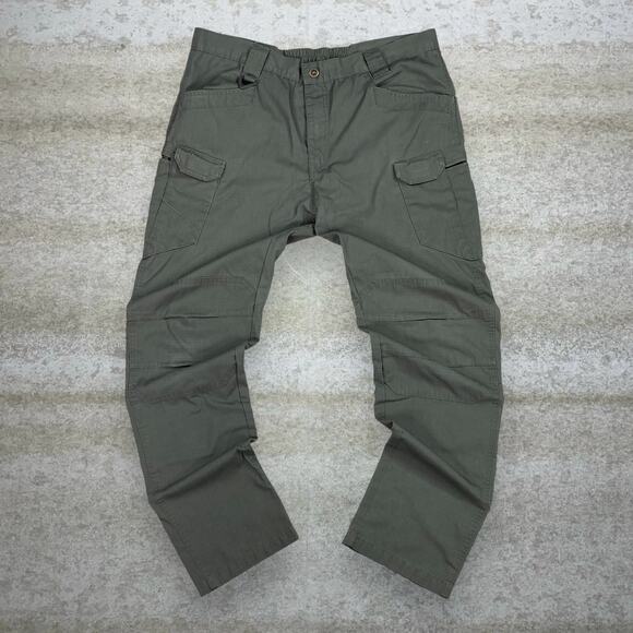 Vintage 90s Tactical Pants 36x30 Baggy Wide Leg Olive Green Cargos Double Knees - Picture 2 of 6